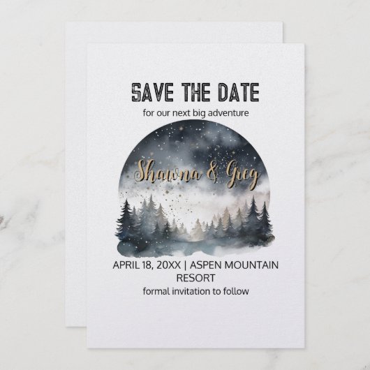 Invitation Forêt rustique de pins sylvicoles hiver Enregistre (Devant / Derrière)