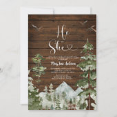 Invitation Forêt rustique d'hiver de bois Révélation de genre (Devant)