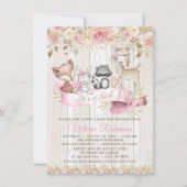 Invitation Forêt rustique douce Baby shower animal (Devant)