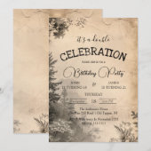 Invitation Forêt rustique et beige Double fête d'anniversaire (Devant / Derrière)