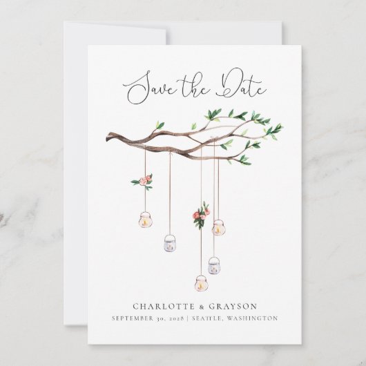 Invitation Forêt rustique et lumières Aquarelle Enregistrer l (Devant)