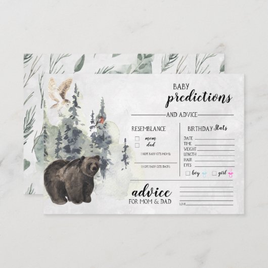 Invitation Forêt rustique | Jeu de devination de Baby shower (Devant / Derrière)