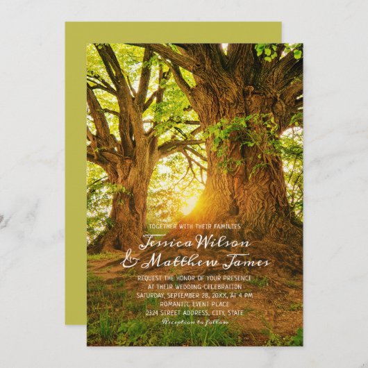 Invitation Forêt rustique Mariage campagnard de verdure d'été (Devant / Derrière)