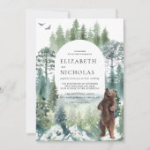 Invitation Forêt Rustique Montagne | Mariage de Camping (Devant)