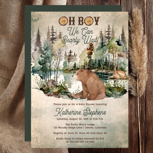 Invitation Forêt Rustique Oh Garçon Baby shower d'attente rap
