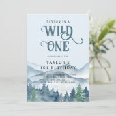 Invitation Forêt rustique sauvage Un 1er anniversaire (Debout devant)