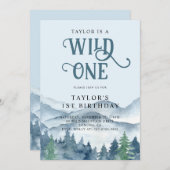 Invitation Forêt rustique sauvage Un 1er anniversaire (Devant / Derrière)