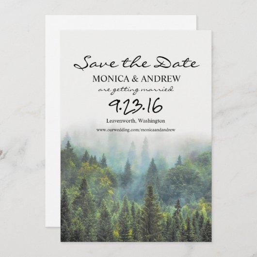 Invitation Forêt rustique Sauvez l'invitation de date (Devant / Derrière)