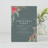 Invitation Forêt rustique Vert hiver Fête de Noël Florale (Debout devant)