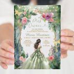 Invitation Forêt Sage Vert Robe Rose Fleurs 15 Mis Quince<br><div class="desc">Forêt Sage Vert Robe Rose Fleurs 15 Mis Quince Invitation Quinceañera 15 Anos,  16e Anniversaire Papillon d'or</div>
