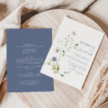 Invitation Forêt sauvage Floral Arrière et avant Mariage offi<br><div class="desc">Ce faire-part de mariage sauvage à floral à l'arrière et à l'avant est parfait pour un mariage tropical. Ce design présente une aquarelle peinte à la main, des fleurs de forêt sauvage blanches et bleues avec un feuillage vert. Enregistrez du papier en incluant plus de détails au verso de l'invitation...</div>