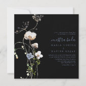 Invitation Forêt sauvage Floral Noir Nuestra Boda Mariage (Devant)
