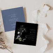 Invitation Forêt sauvage Floral Noir Retour et Mariage avant