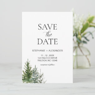 Invitation Forêt Sauvez la date mariage de Noël hiver