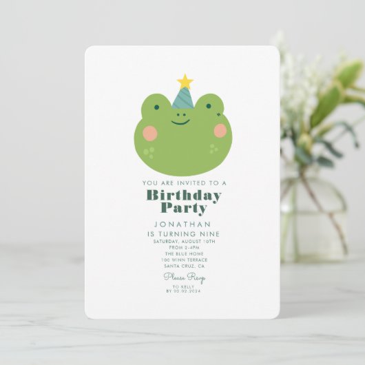 Invitation Forêt simple de grenouille mignonne avec animaux A (Debout devant)