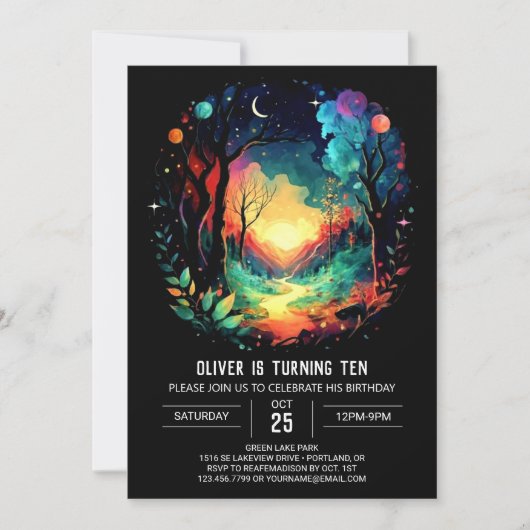 Invitation Forêt Timberland Grove Anniversaire (Devant)