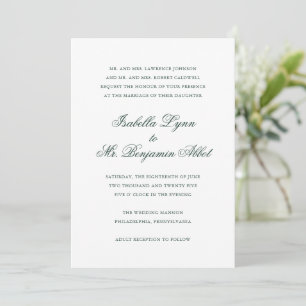 Invitation Forêt traditionnelle Vert Formel Mariage élégant