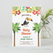 Invitation Forêt tropicale Baby shower Toucan (Debout devant)