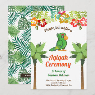 Invitation Forêt tropicale de la jungle Baby Parrot Aqiqah