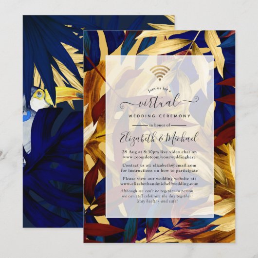 Invitation Forêt tropicale exotique Mariage virtuel Toucan (Devant / Derrière)