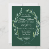 Invitation Forêt vert 5X7 Laurel Wreath Olive Leaf Folif (Devant)