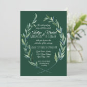 Invitation Forêt vert 5X7 Laurel Wreath Olive Leaf Folif (Debout devant)