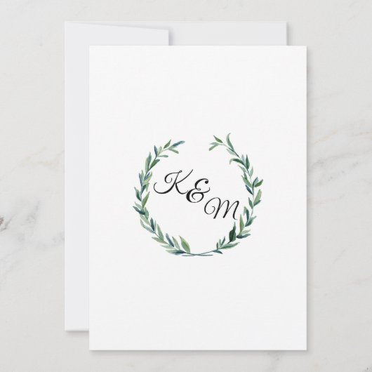 Invitation Forêt vert 5X7 Laurel Wreath Olive Leaf Folif (Dos)