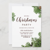 Invitation Forêt vert brun pinecones feuilles Noël (Devant)