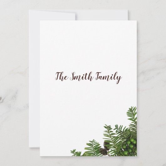 Invitation Forêt vert brun pinecones feuilles Noël (Dos)