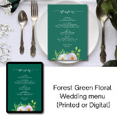 Invitation Forêt vert Floral Mariage imprimable menu