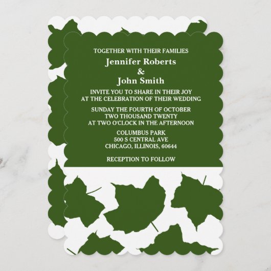 Invitation Forêt Vert Leaf Blanc SCallopé Edge 2024 (Devant / Derrière)