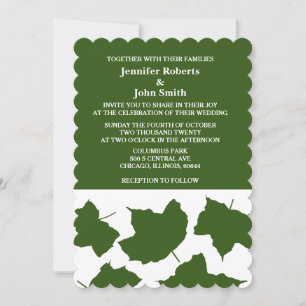 Invitation Forêt Vert Leaf Blanc SCallopé Edge 2024