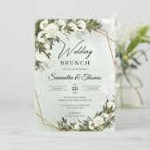 Invitation Forêt vert olivier feuillage or mariage brunch (Debout devant)