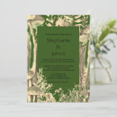 Invitation Forêt Vert or Artsy Champignons Bois Mariage (Debout devant)