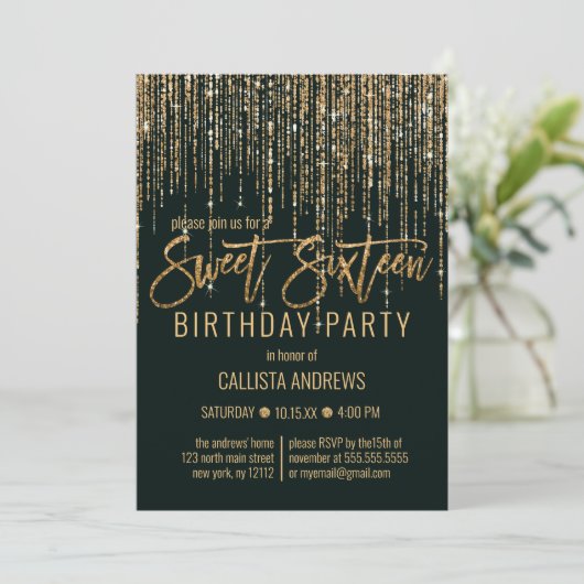 Invitation Forêt Vert or Parties scintillant Fringe rideau do (Debout devant)