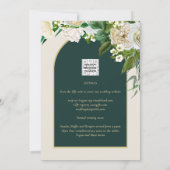 Invitation Forêt Vert Or Roses blanches Mariage d'hiver (Dos)
