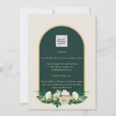 Invitation Forêt Vert Or Roses blanches Mariage d'hiver (Dos)