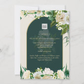 Invitation Forêt Vert Or Roses blanches Mariage d'hiver (Dos)