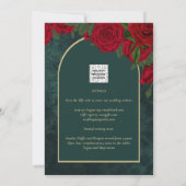 Invitation Forêt Vert Or ROUGE Roses Mariage d'hiver (Dos)