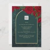 Invitation Forêt Vert Or ROUGE Roses Mariage d'hiver (Dos)