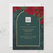 Invitation Forêt Vert Or ROUGE Roses Mariage d'hiver (Dos)