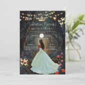 Invitation Forêt Vert Quinceañera 15 Anos Fleurs Or (Debout devant)