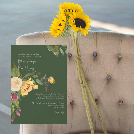 Invitation Forêt Vert Tournesol Pas de parents II Mariage