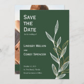 Invitation Forêt verte et feuille d'or mariage Enregistrer la (Devant / Derrière)