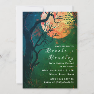 Invitation Forêt verte & Mariage gothique Lune de feu