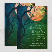 Invitation Forêt verte & Mariage gothique Lune de feu (Devant / Derrière)
