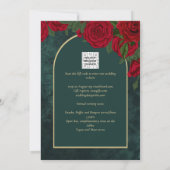 Invitation Forêt verte or rose rouge d'hiver de mariage (Dos)