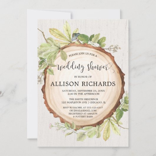 Invitation forêt wedding shower rustique (Devant)