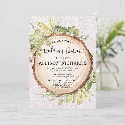Invitation forêt wedding shower rustique (Debout devant)