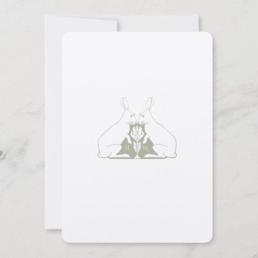Invitation Forêt Whimsèque Thème Mariage Rabbit Motif (Dos)